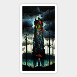 Mystical Tower Inspired by Piet Mondrian Art Sticker